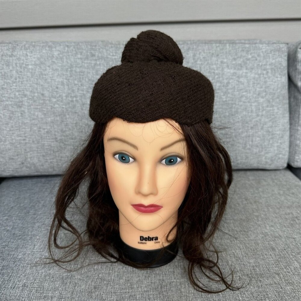 Vintage Ladies Hat Best & Co. Fifth Ave. New York Brown Pouf Top Knot Style